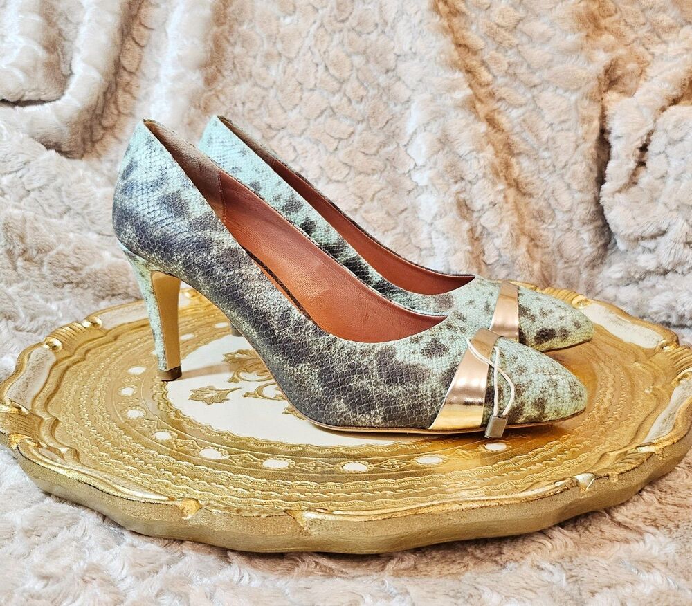 Prezioso Karung Roccia Snake Leather Green Pumps, size IT 40, fits US 9